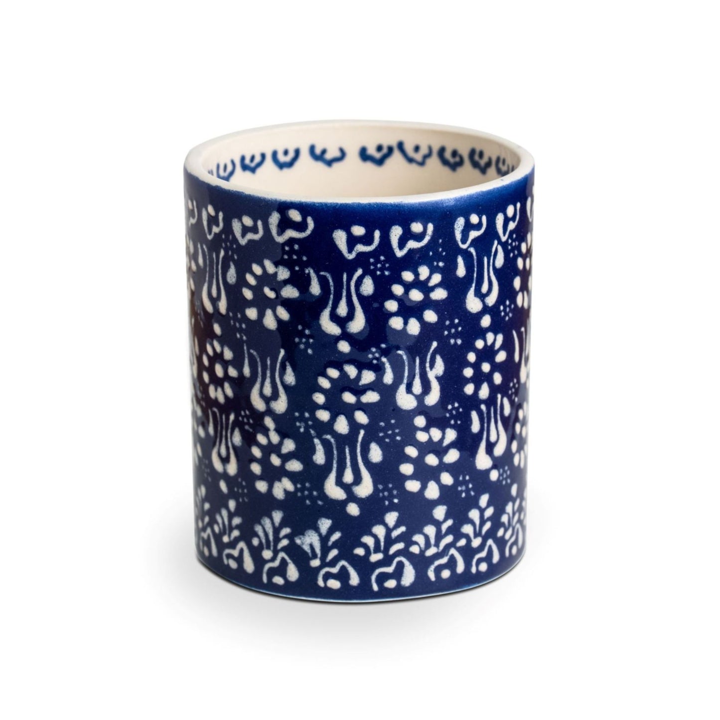 Handbemalte Keramikbecher in Oriental-Night Blau