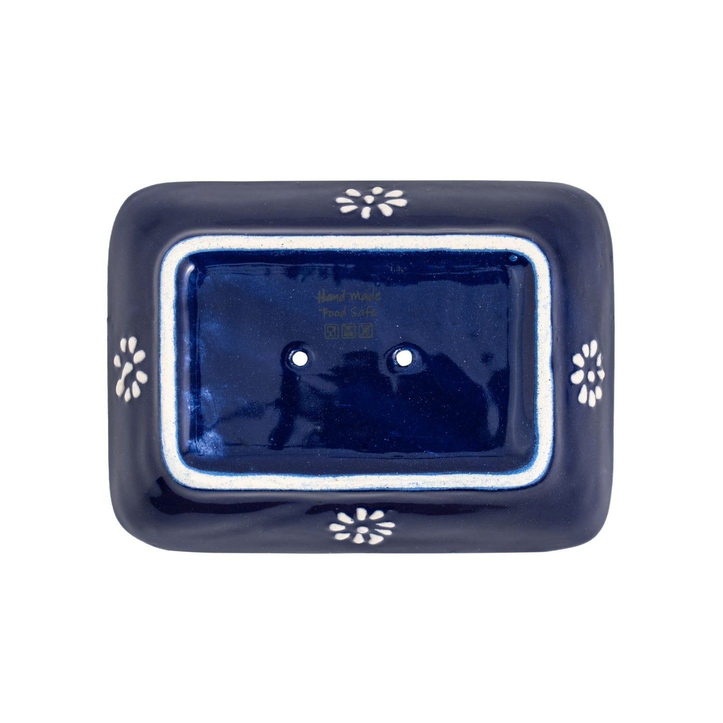 Handbemalte Keramikseifenschale in Oriental-Night Blau